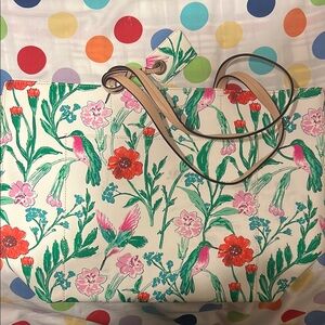 Kate Spade Multicolor Floral and Bird Tote